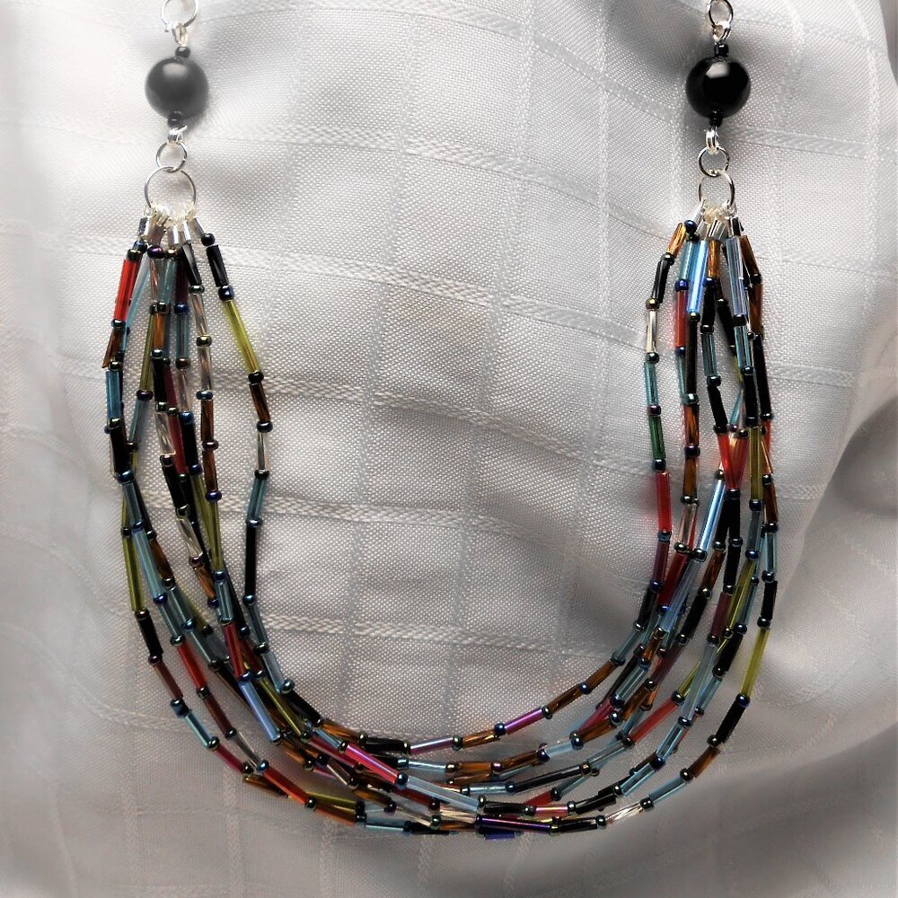 No1026 Pretty handmade colored 9 rows necklace made with acrylic tubes <
